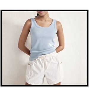 Haven Well Within Organic Cotton Stretch Ribbed Tank Top Light Blue Large